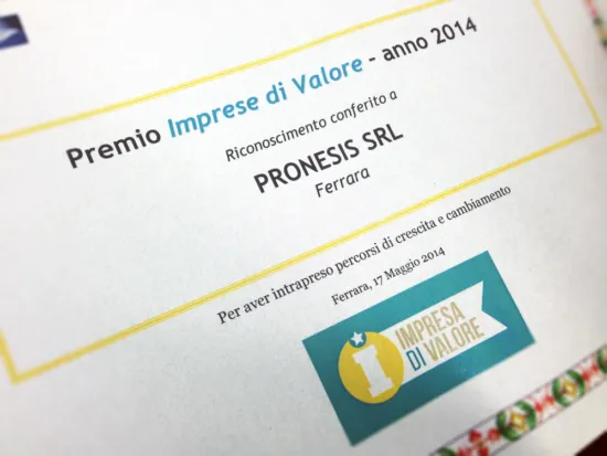 Pronesis premiata come “Impresa di Valore” dalla CNA